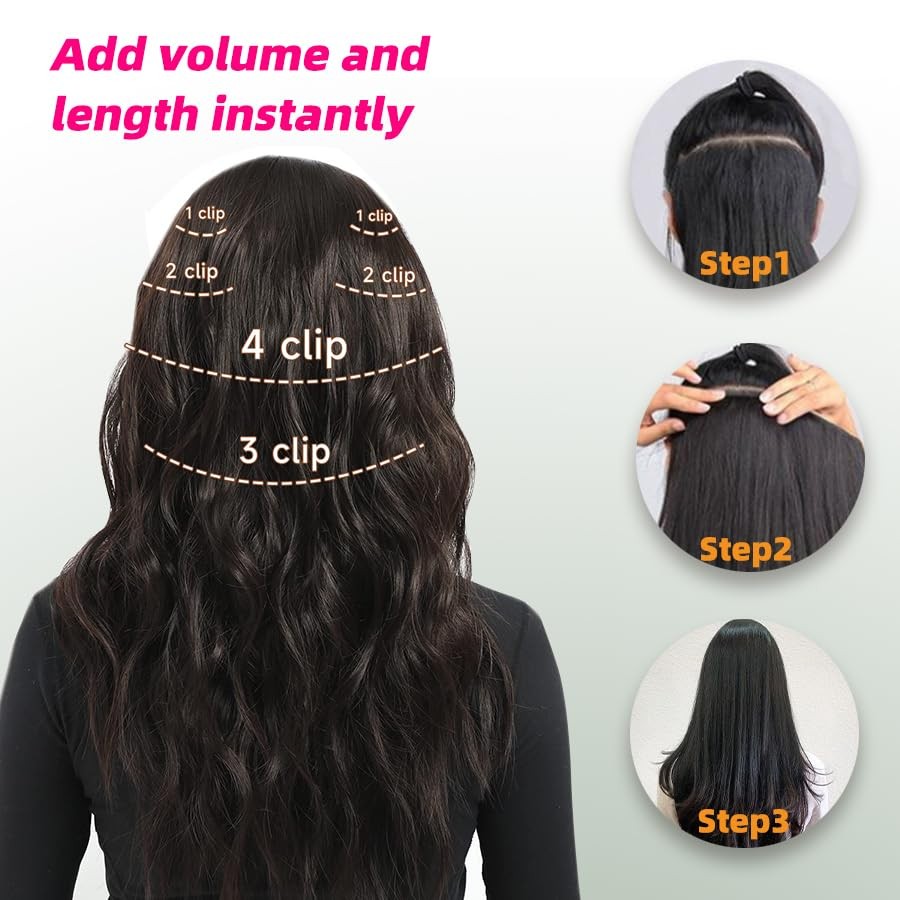 Isweet Straight Clip In Hair Extensions Real Human Hair 7Pcs 20 Inch 110G Blue