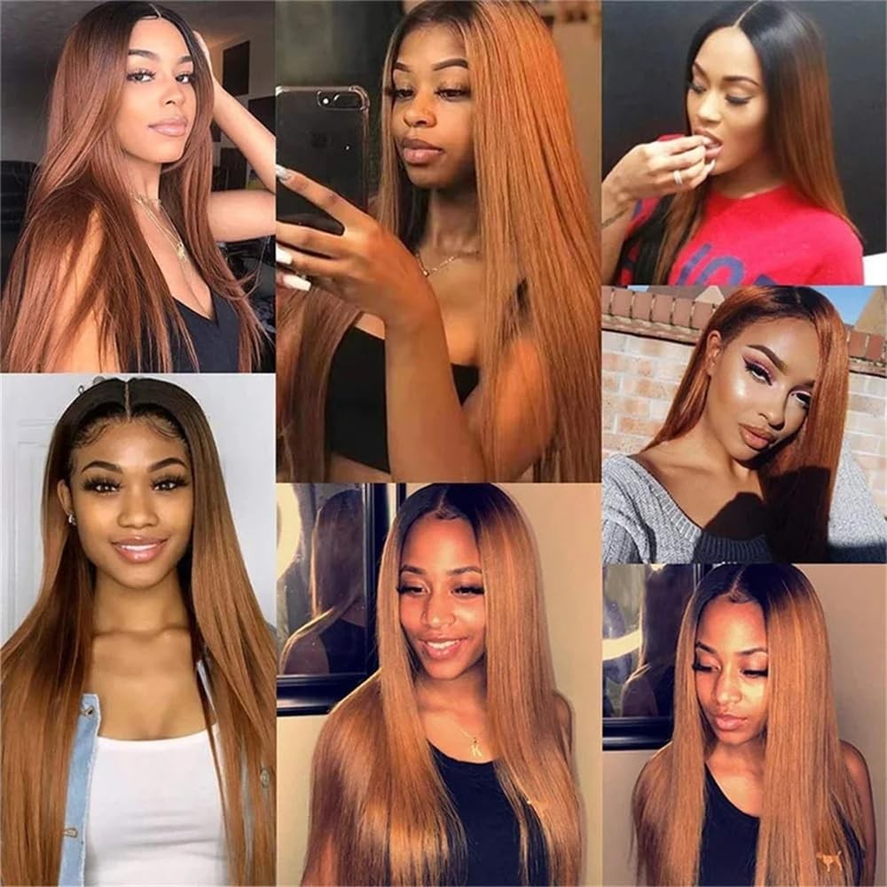 Ombre Brown Human Hair Bundles 1B30 Brown Straight Bundles Ombre Brazilian Bu…