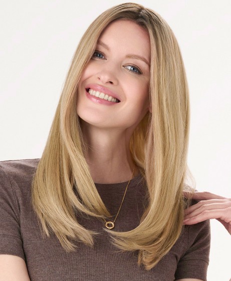 BARELY THERE STRAIGHT 16″ Topper by Envy, Heat-Friendly ANY COLOR! Mono Base NEW