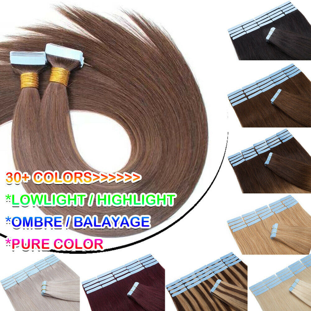 Invisible Tape in Hair Extensions Human Hair Adhesive Skin Weft RemyRussain Hair