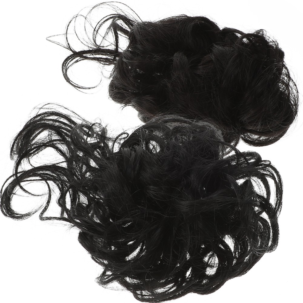2Pcs Reusable Messy Bun Hair Pieces for Women Black High Temperature Silk