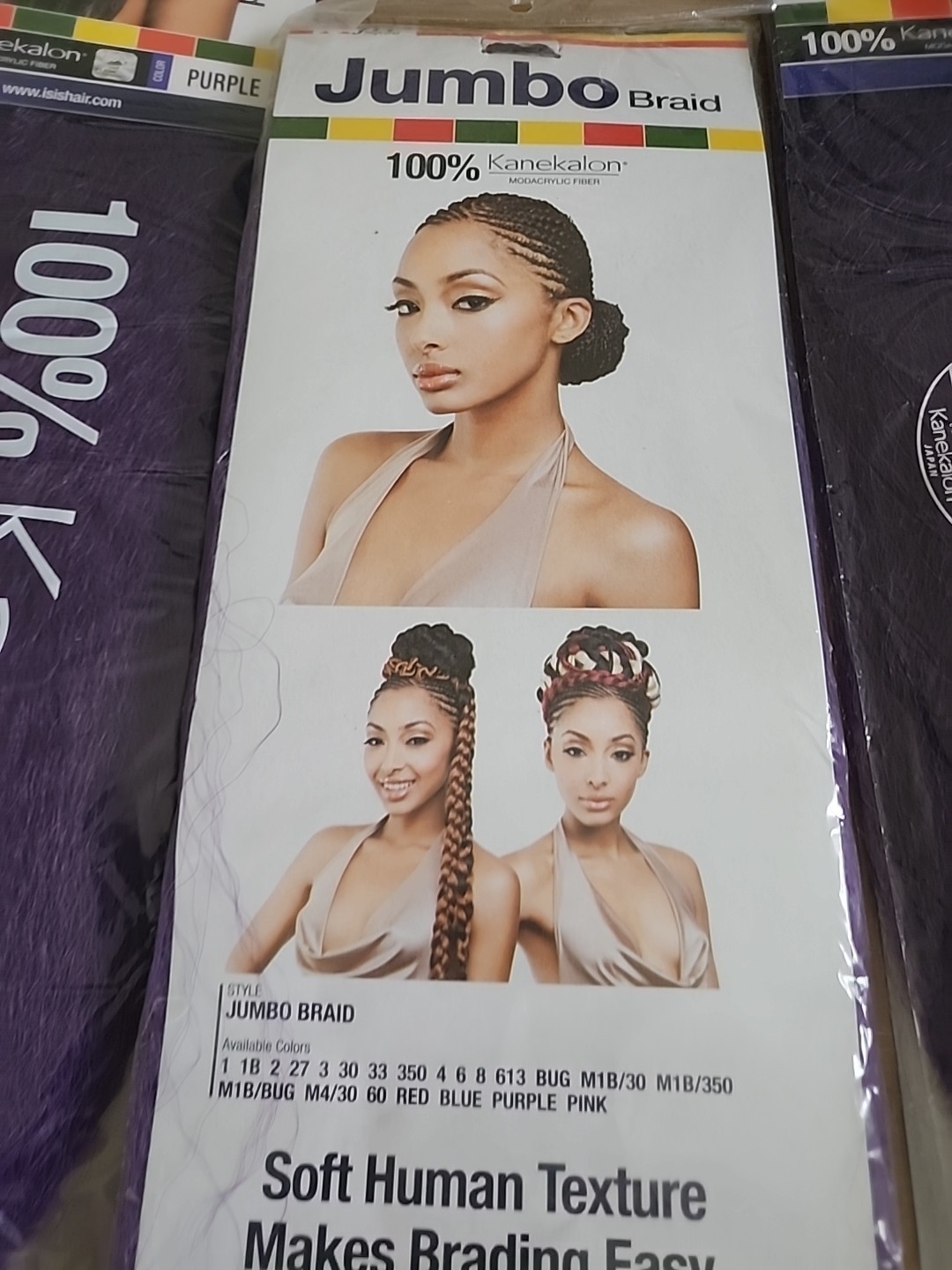 Jumbo Braid Synthetic Braid 100% Kanekalon48″ 3purple 2 Blue Hair Afri Naptural