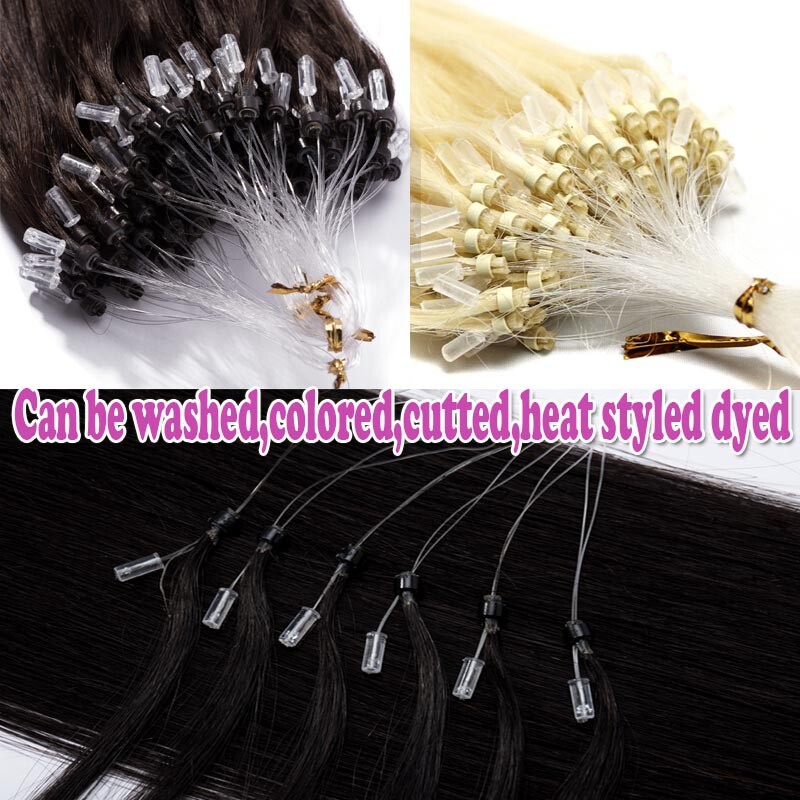 200G Russian Remy Micro Loop Rings Bead Human Hair Extensions Thick Full Head US