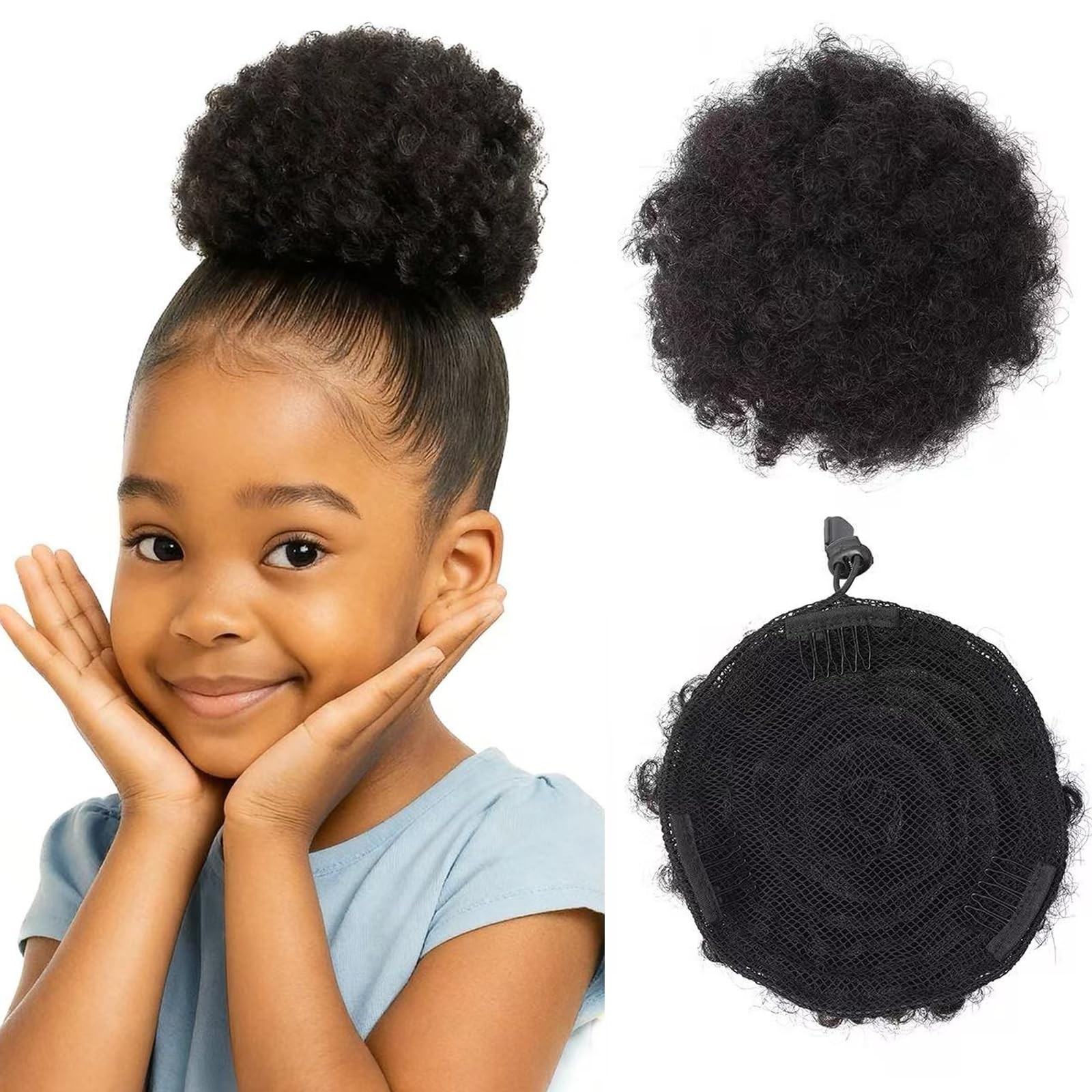 Afro Puff Drawstring Ponytail 4 Inch Curly 100% Remy Human Hair – Easy to Wear