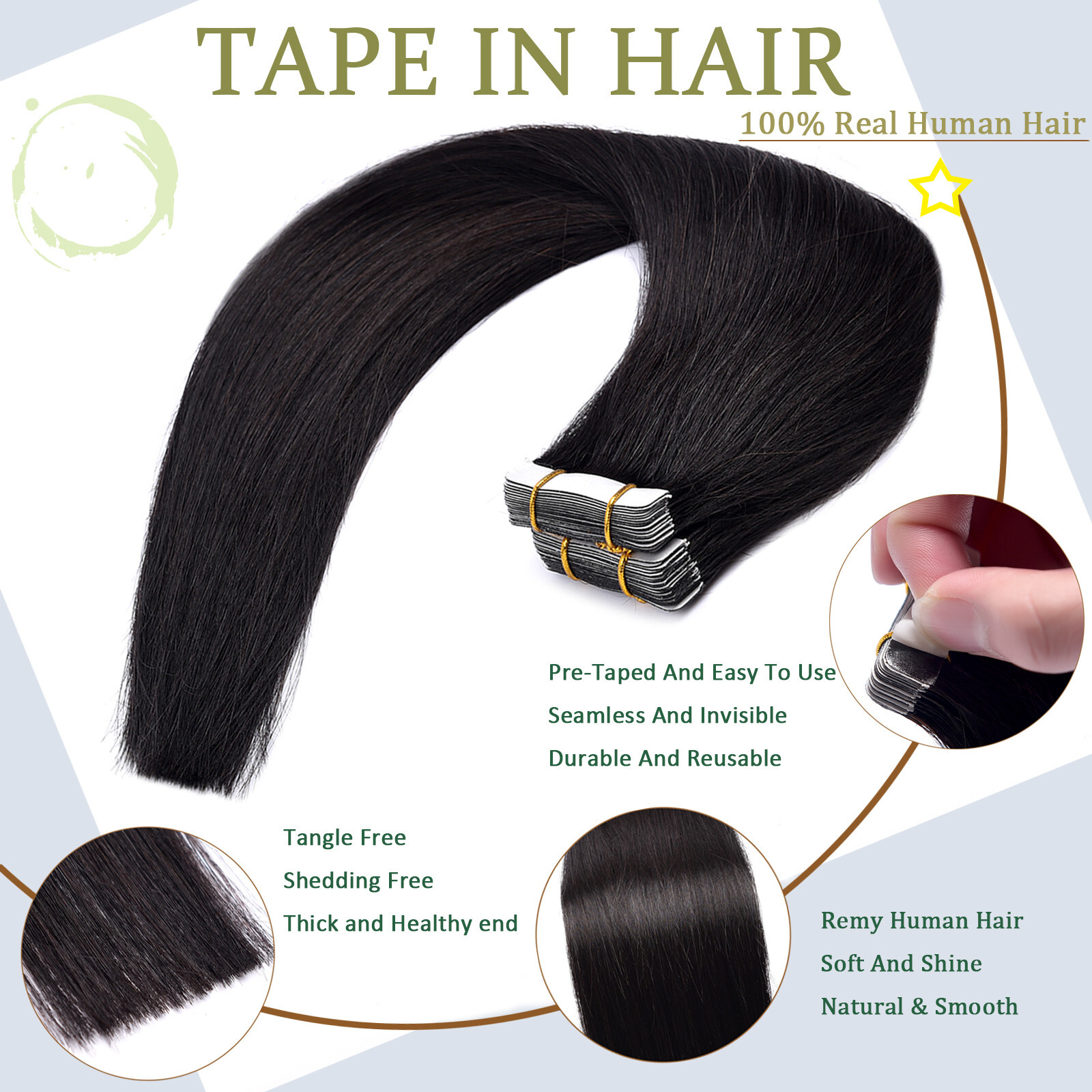 Tape-in Skin Weft 100% Human Hair Extensions Invisible Double Sided Tape on Hair