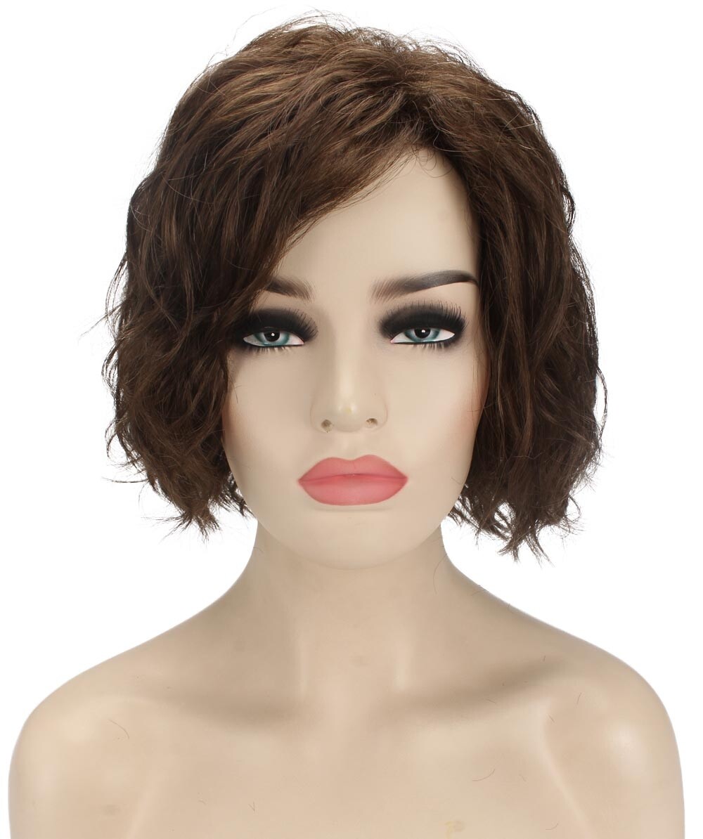 Marlene – Srraight Kanekalon Synthetic Fiber Full Wig, 4-10 in, Medium Brown