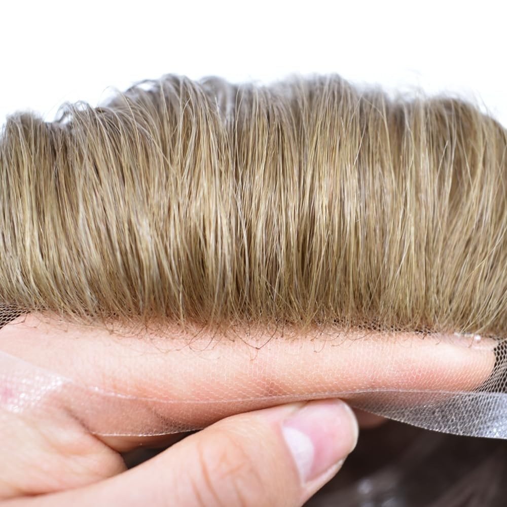 Swiss Lace Front Mens Toupee Hairpieces Mono Pu Hair Replacement System for Men