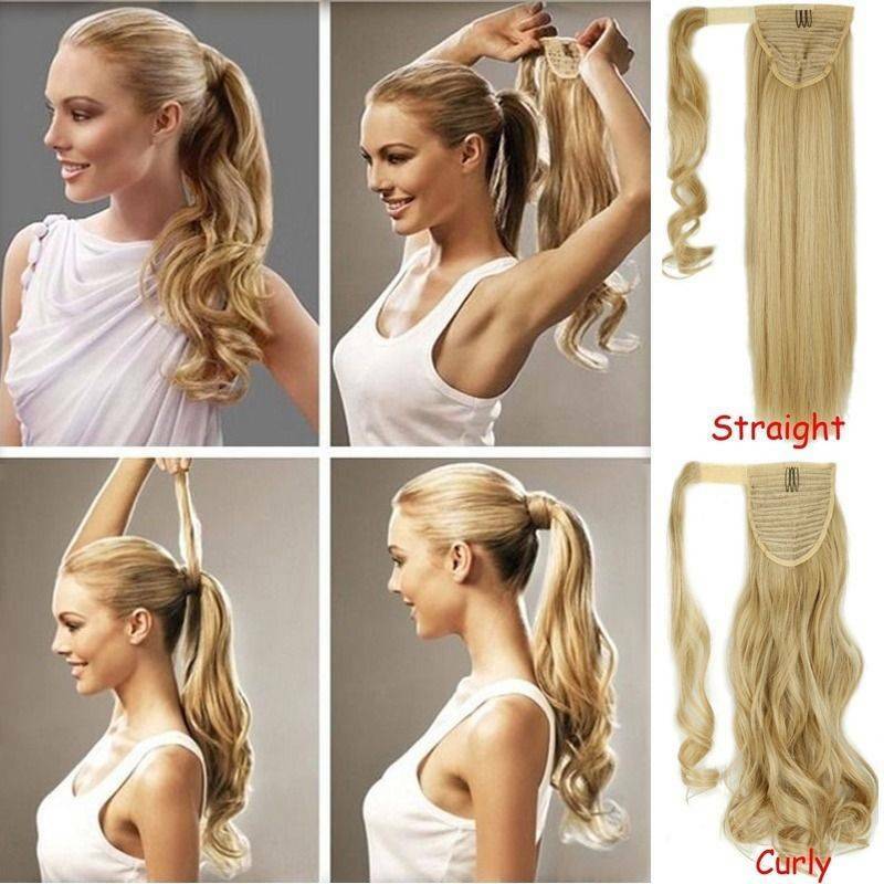 1PCS Wrap Around Ponytail Clip In Extension Synthetic Straight Curly For Woman