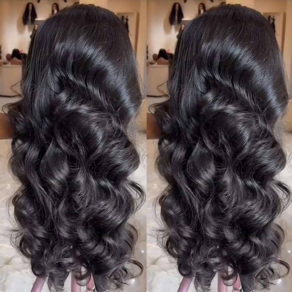 SISIFIRE Deep Wave Lace Front Wigs 13×4 Body 22.5 Inch, 1B