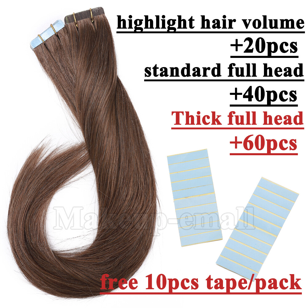 Skin Weft Tape in Remy Human Hair Extension Straight 20/40/60 Pieces Full Head