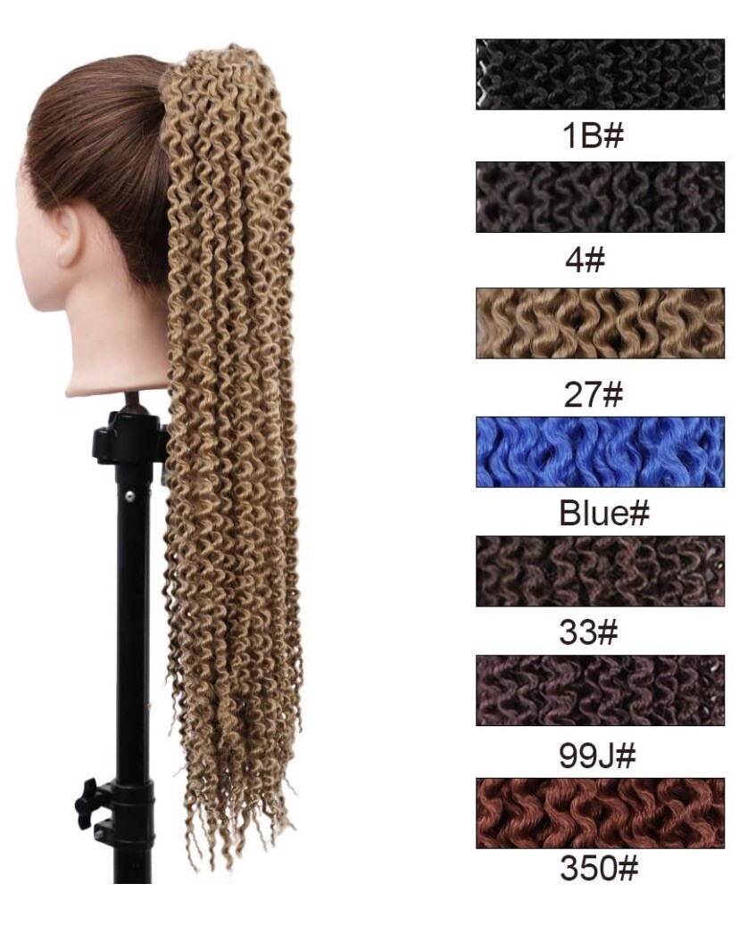 AISI BEAUTY Long Wavy Drawstring Ponytail Ext. for Black Women Synthetic 22”