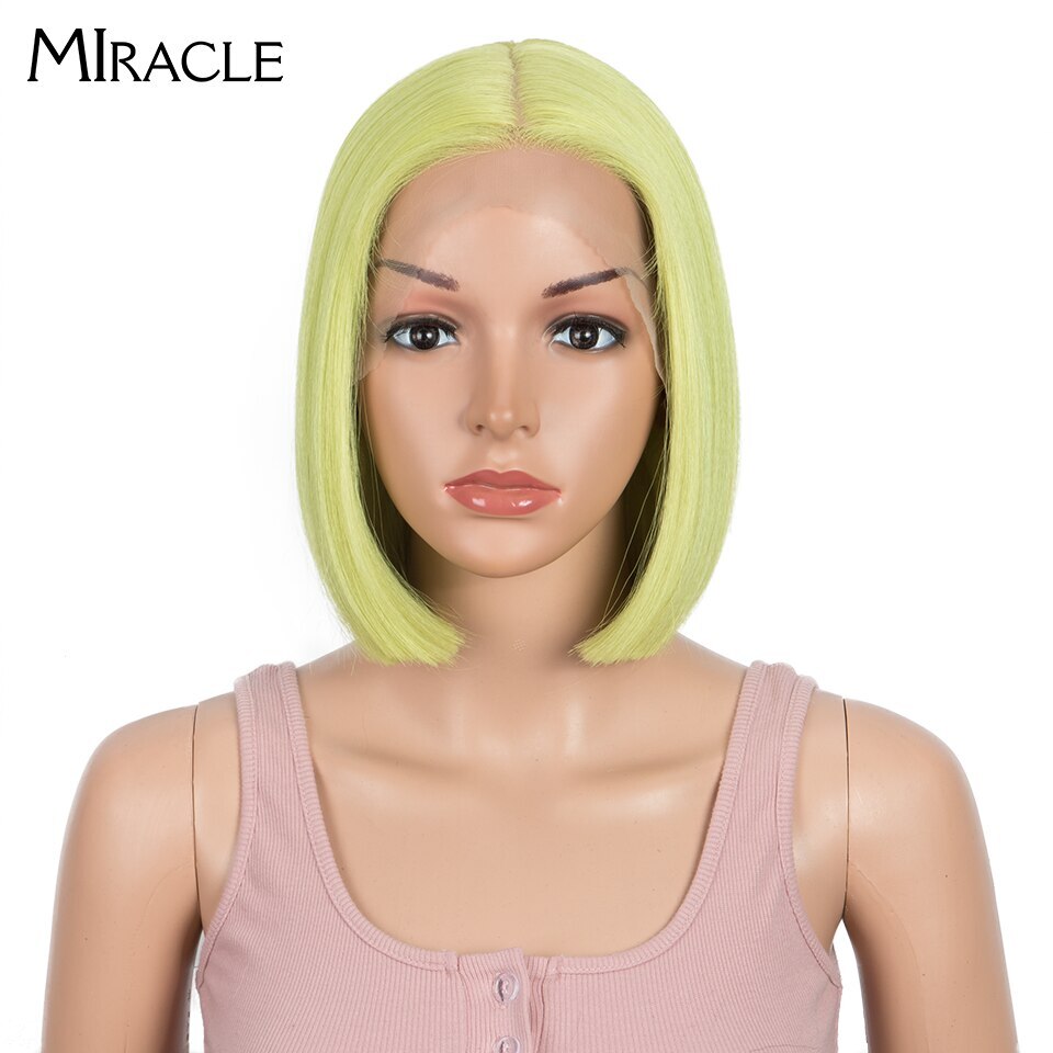 Straight Synthetic Lace Wigs Short Blue White Lace Wig Middle Part Lace Wigs