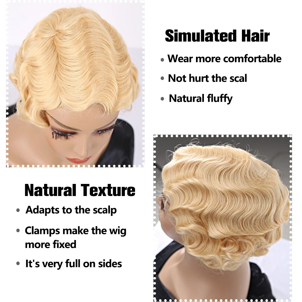 Retro Vintage Finger Wave Wigs for Lady Women Mommy 1920’s Party Wig Cosplay Wig