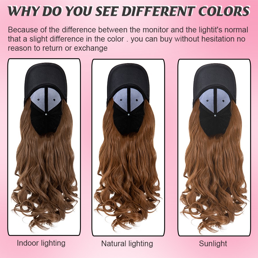 US Cap With Hair Extensions Baseball Hat Straight Wavy Beanie Sun Hat Hairpiece