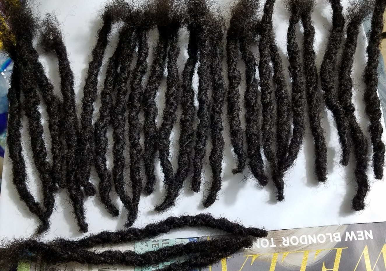 100% nonprocess Human Hair Locks handmade 55 pieces 8-10mm thick 6″ Black
