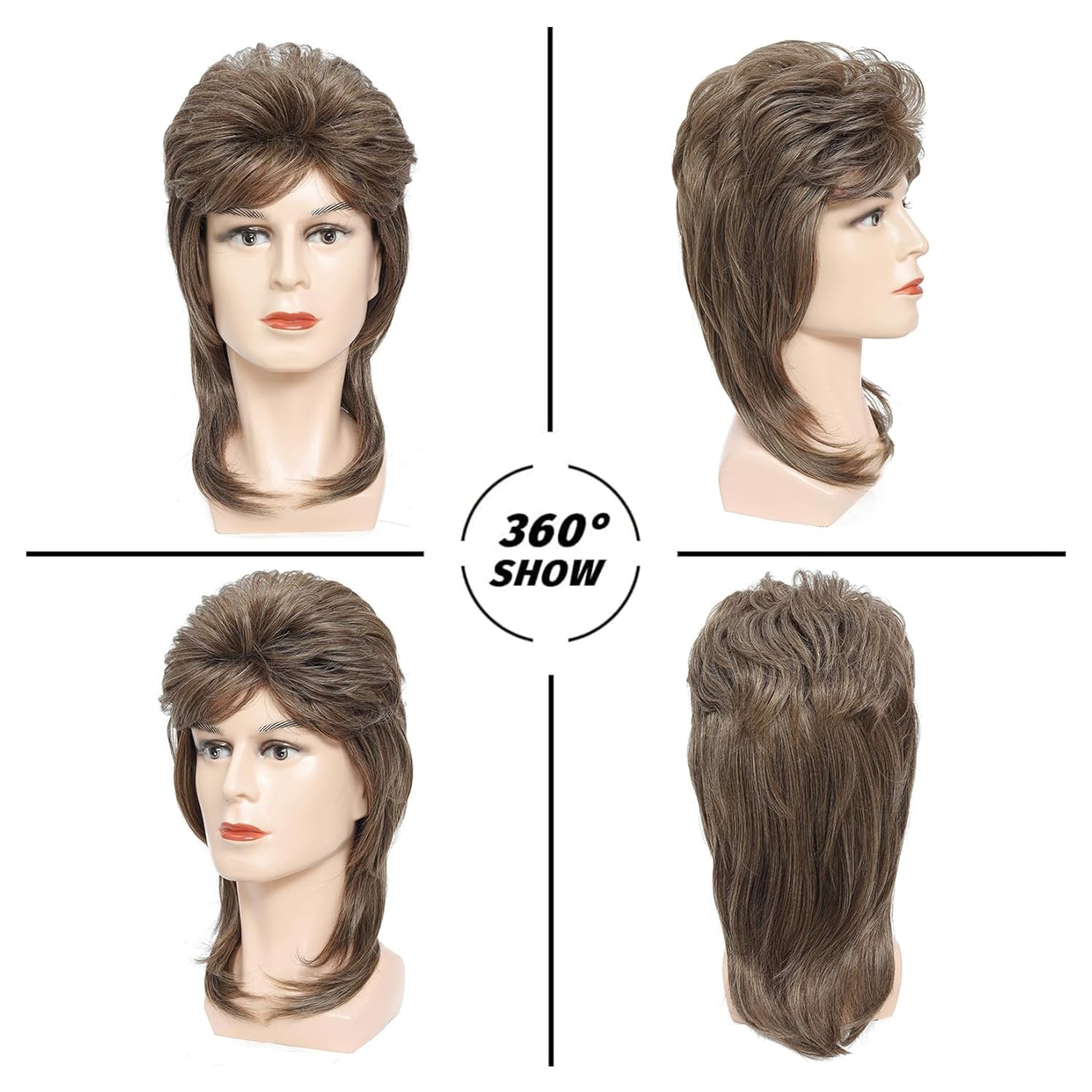 Heat Resistant Light Brown Mullet Wig | Joe Dirt Inspired 80s Costume Accessory
