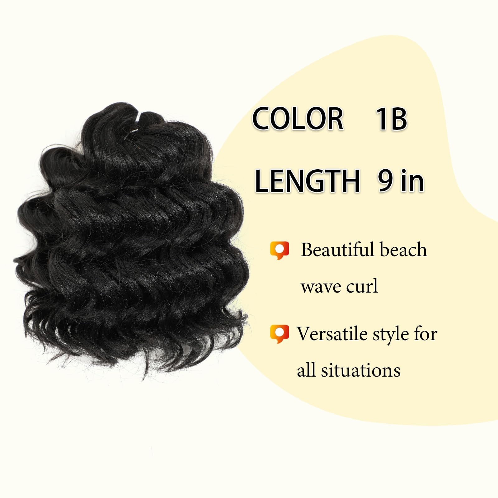 Ocean Wave Crochet Hair 9 Inch Water Wave Braiding 7 Packs Curly Black Women