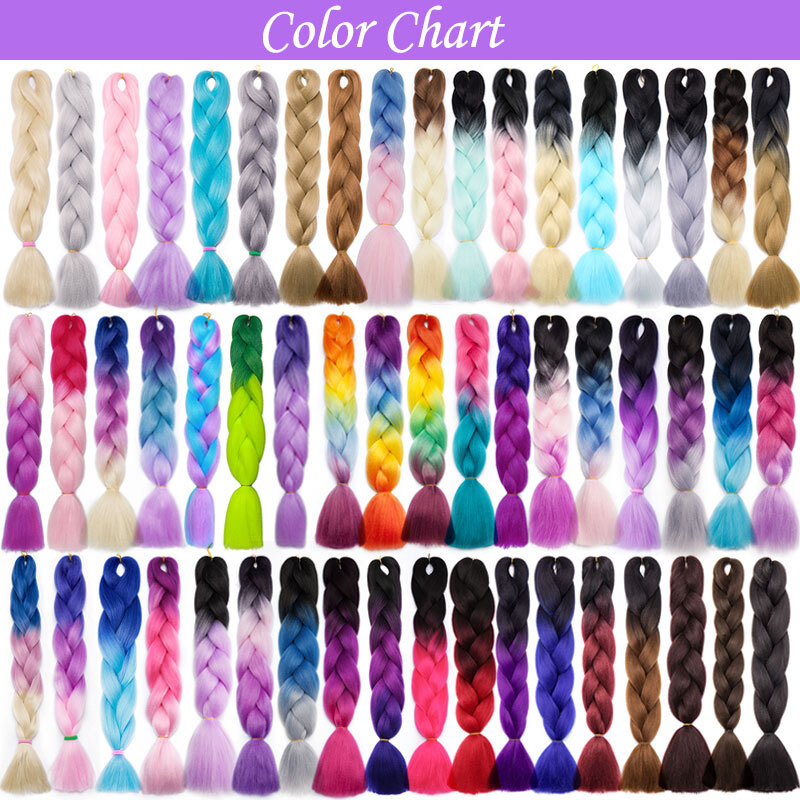 Crochet Box Braiding Long Jumbo Braid Hair Extensions Rainbow Festival Braided
