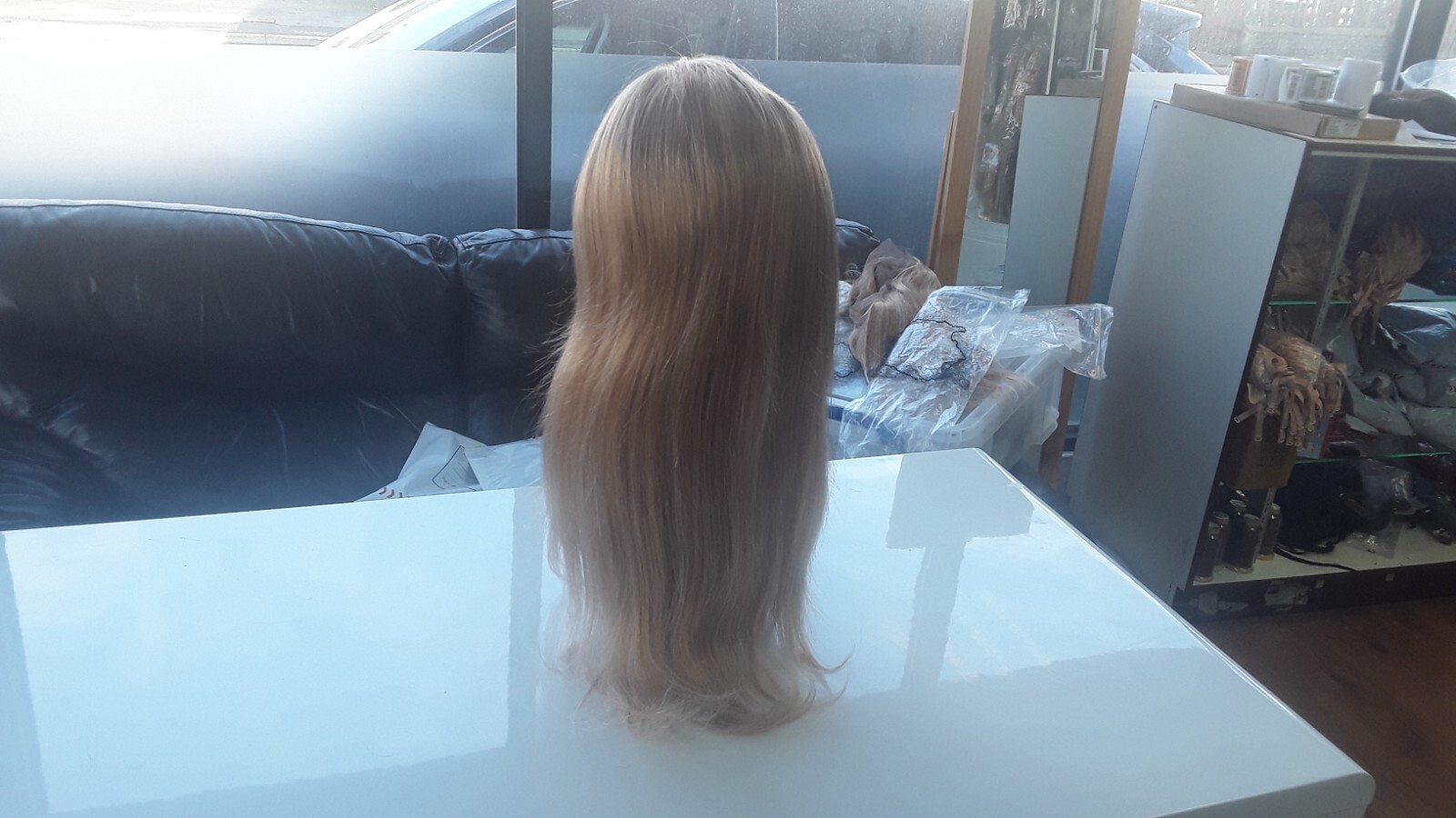 20″SILK BASE TOP BRAZILIAN GLUELESS FULL LACE WIG HONEY BLONDE 27# 180% DENSITY