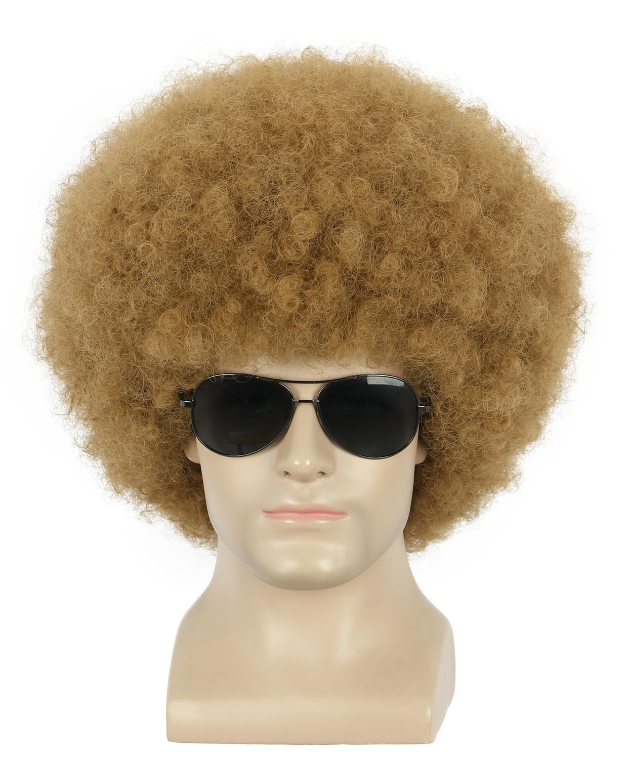 yuehong Short Light Brown Curly Fluffy Disco 70s80s Afro Wig Fancy Funny Soft…