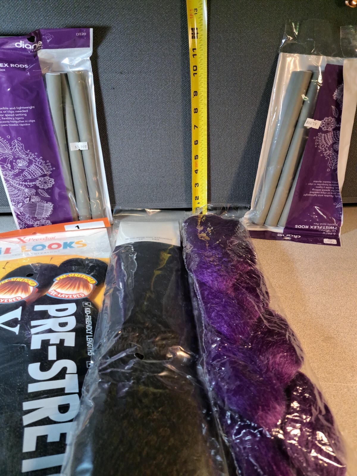 Hair Extentions 100% kanekalon, 18″ Micro, Braid &Flex Rods #3021L282