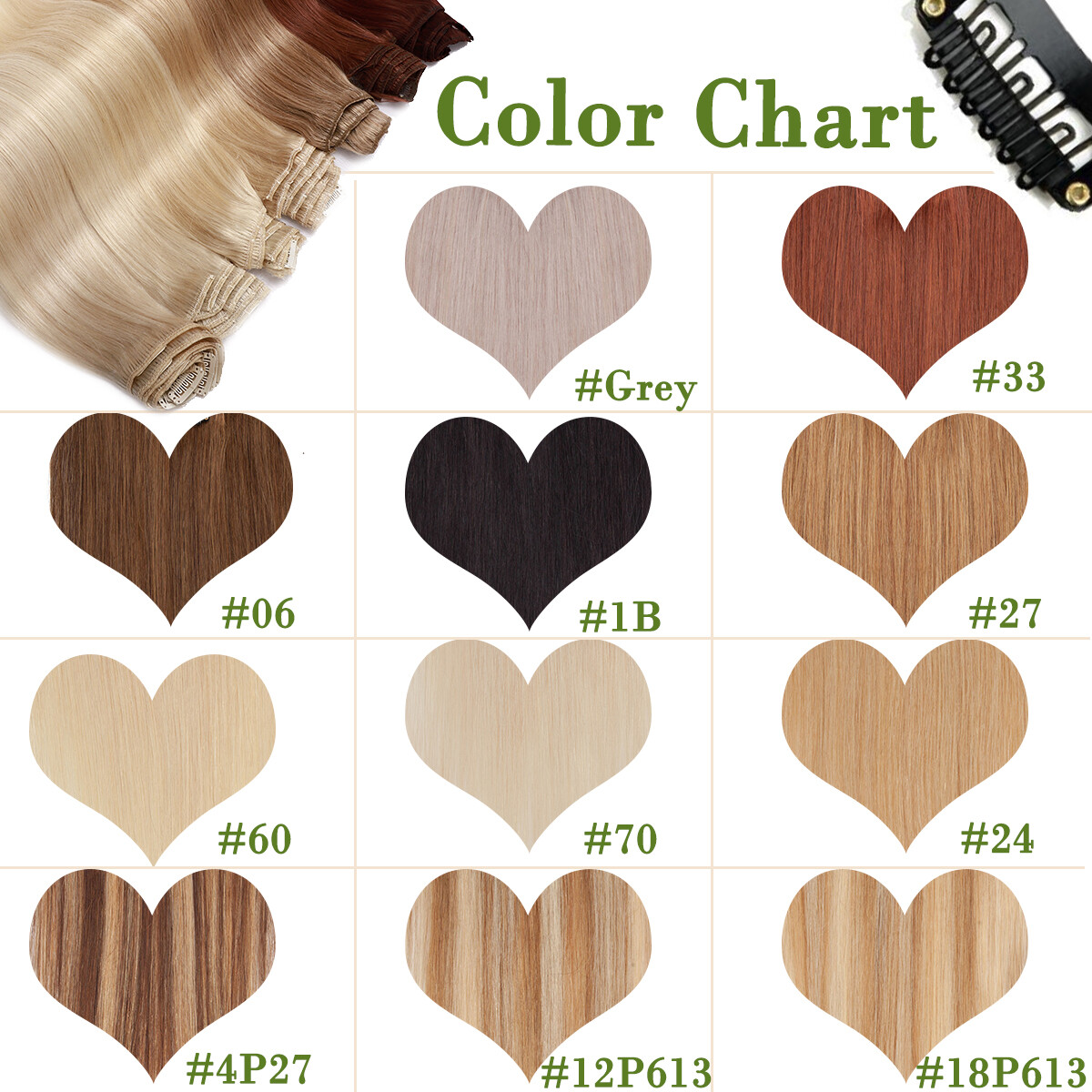 Platinum CLEARANCE Clip in 100% Remy Human Hair Extension Seamless Full Head US