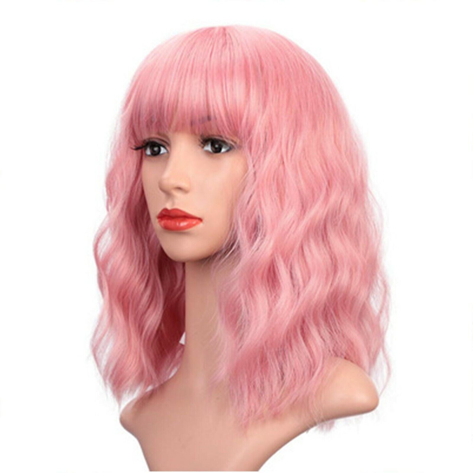 Women Short Wavy Bob as Human Hair Rose Net Wig Glueless Wigs Front Natural