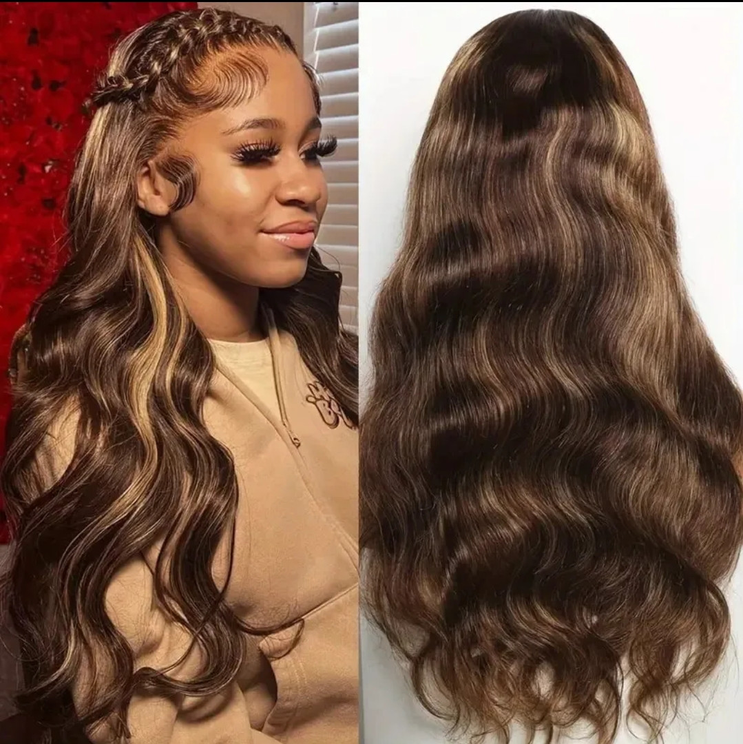Blonde Mixed Color Piano Hair Lace Front Wigs Long Straight Ombre Highlights