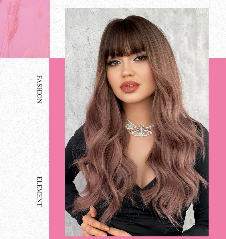 Wavy brownish-blonde wig with frizzy natural big waves and sexy long curly hair