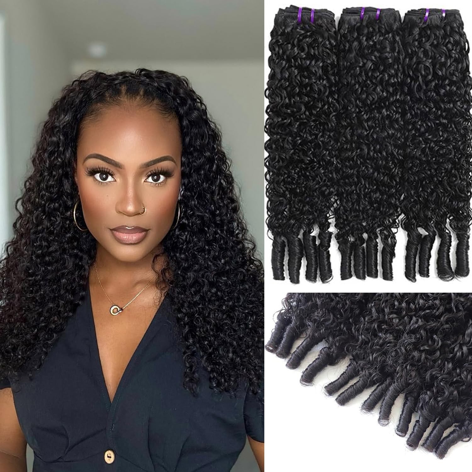 14A Burmese Curly Bundles Human Hair 16 16 16 Inches, 100% Unprocessed Virgin Wa
