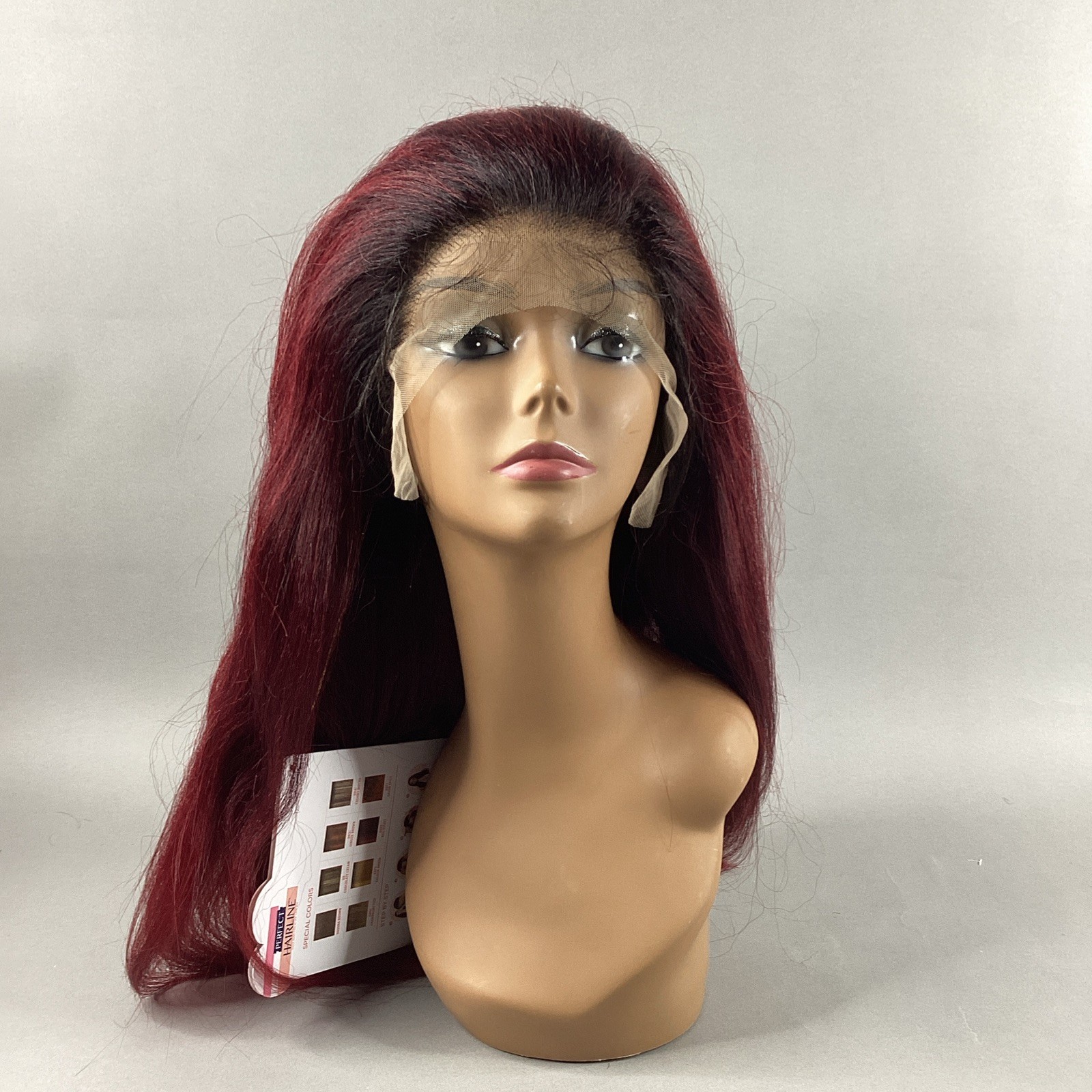 Perfect Hairline Katya Long Straight #DRFF Red Velvet Black Synthetic Lace Wig