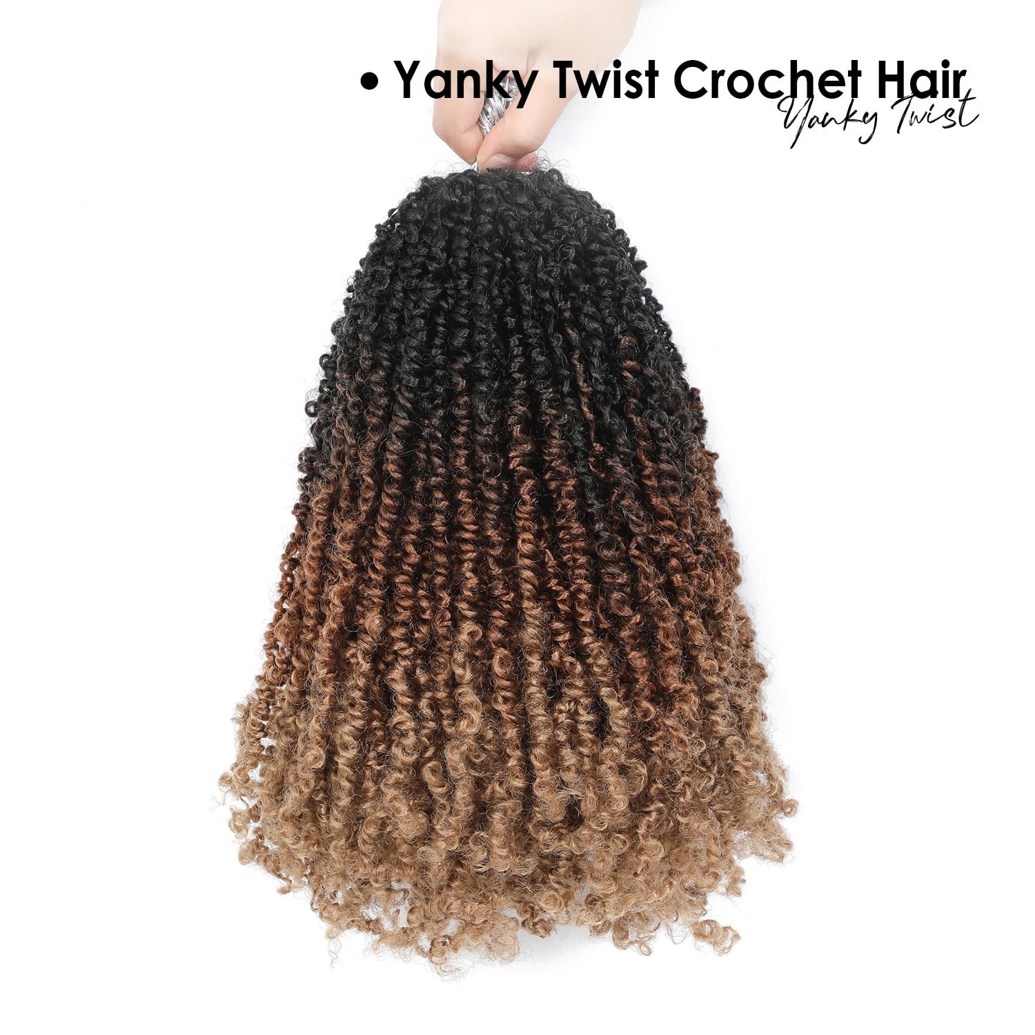 Yanky Twist Crochet Hair 10 12 14 inch 9 Packs Auburn Blonde Pre-Looped Curly Pa