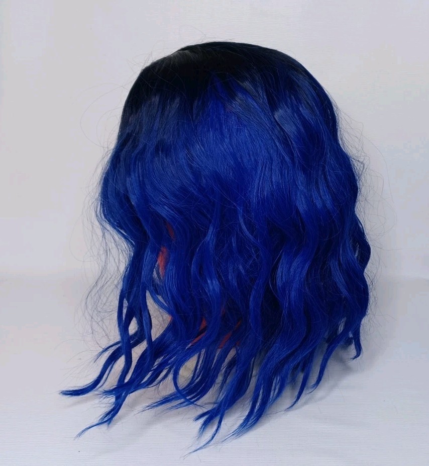 Shoulder Length Blue & Black Ombre Wig
