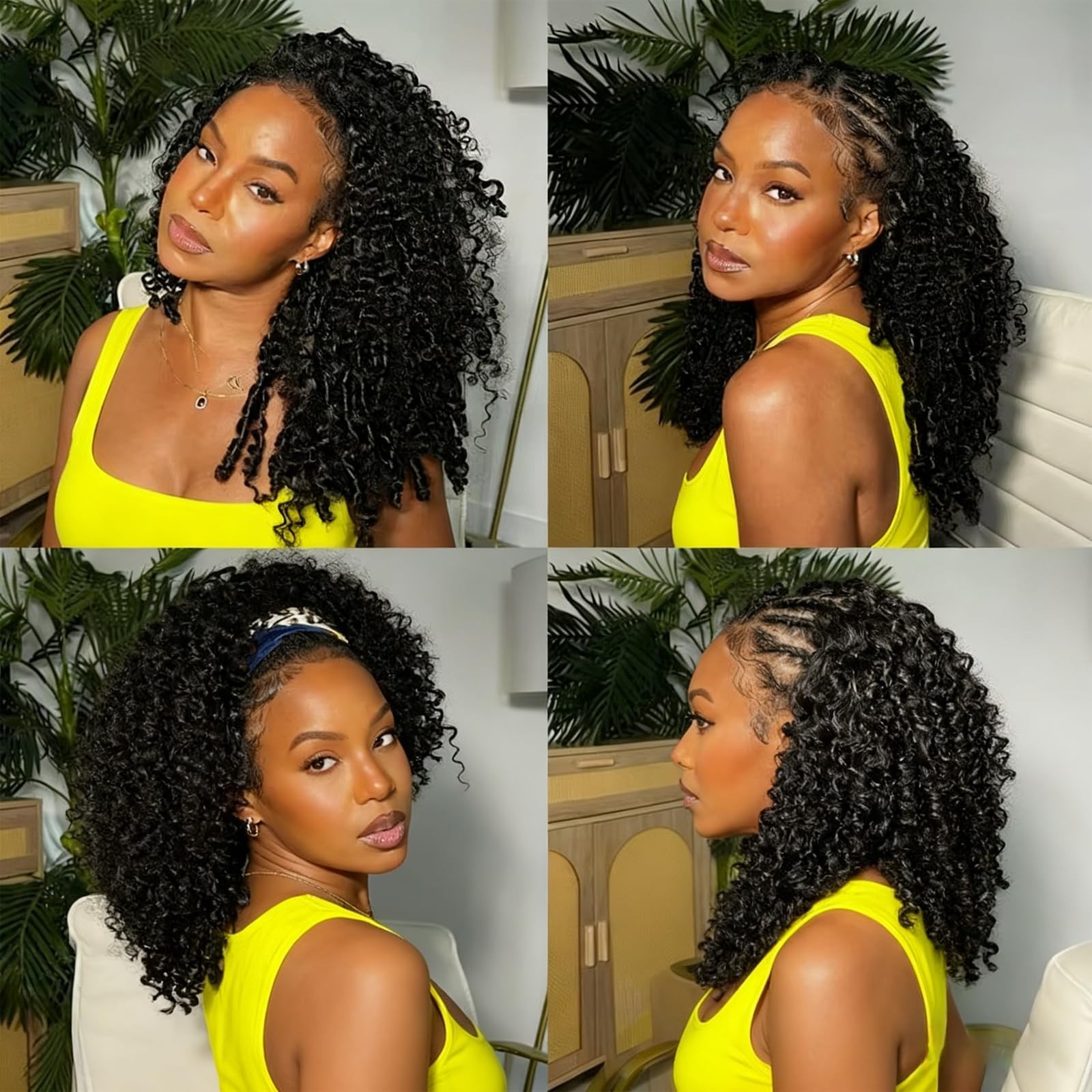 24″ Deep Wave Half Wig – 200% Density Curly Drawstring Headband for Black Women