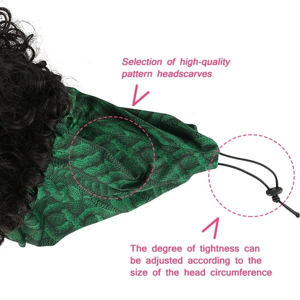 Short Kinky Curly Headwrap Wig Drawstring Full Headband Wig Synthetic Wig