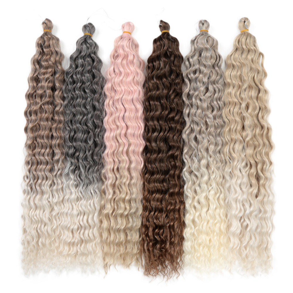22″ Deep Wave Twist Crochet Braids Afro Curl Synthetic Braiding Hair Extensions
