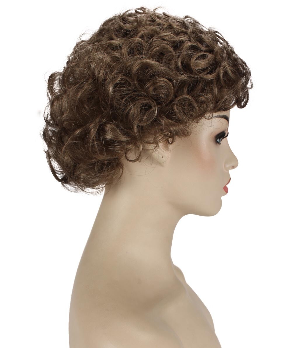Monroe – Curly Kanekalon Synthetic Fiber Full Wig, 4 – 4.5 in, Ash Light Brown