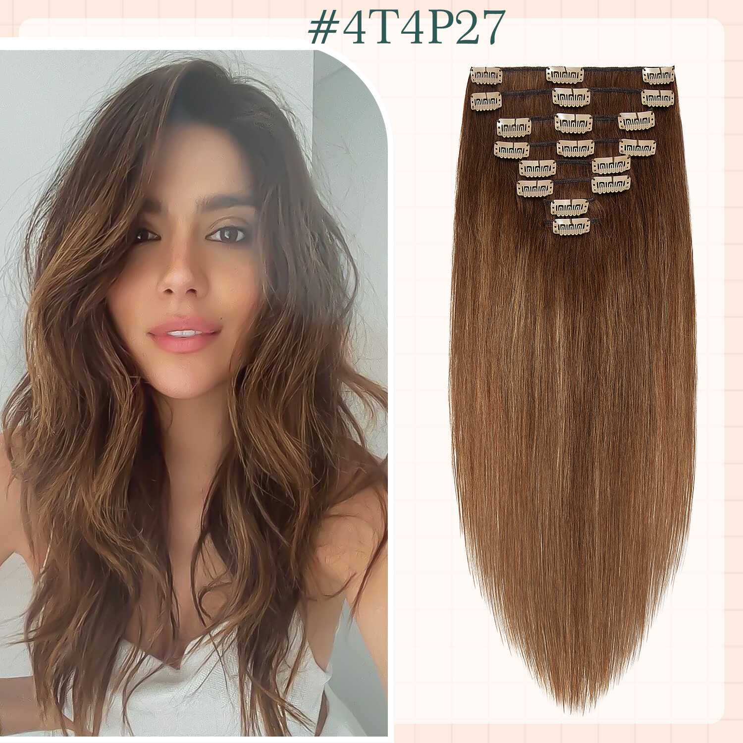 CLEARANCE Clip in Human Hair Extensions 8PCS Full Head 100%Real Remy Hair Blonde