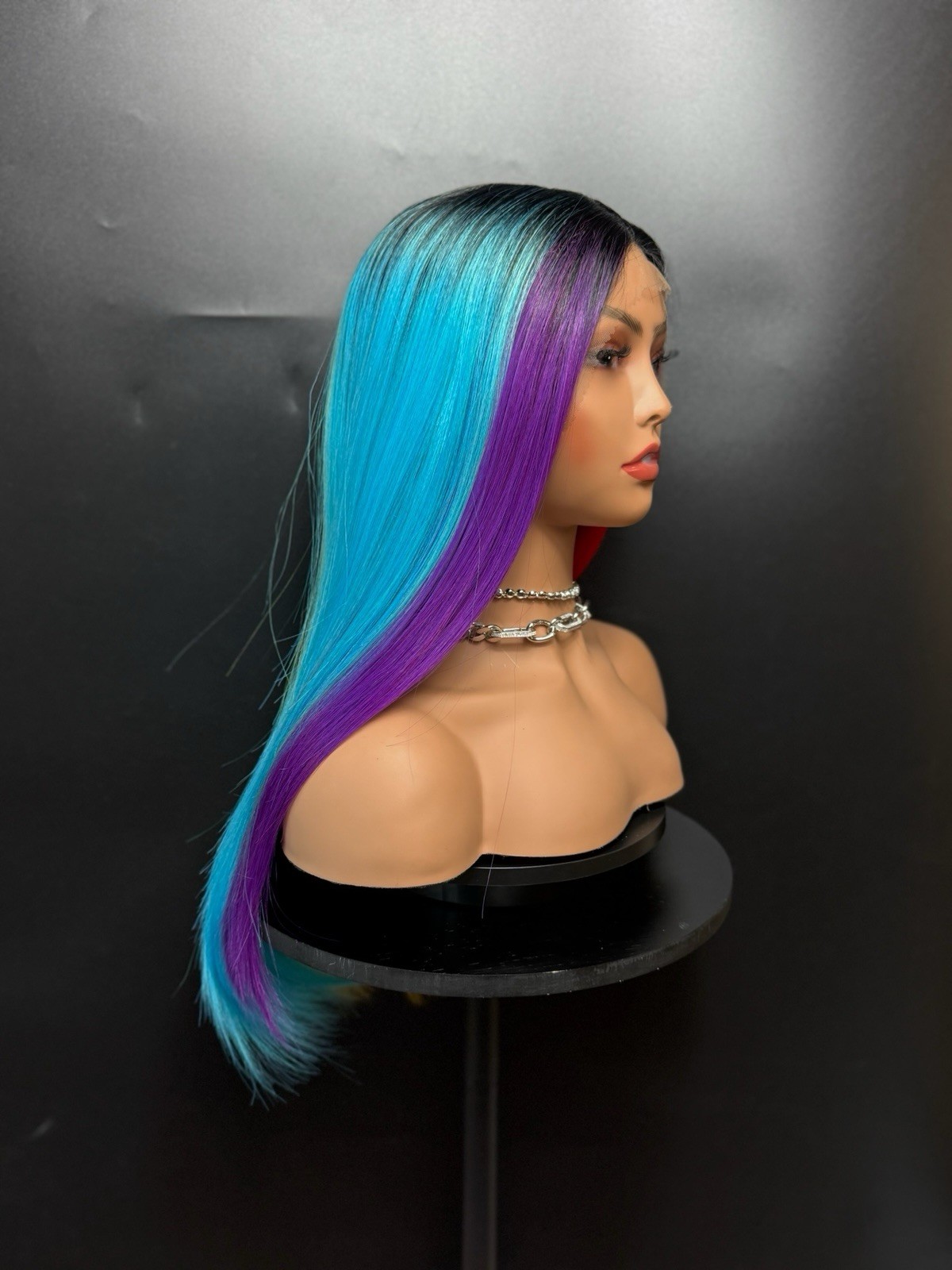 Pastel Rainbow Wig Lace Front Middle Part Straight Heat Ok