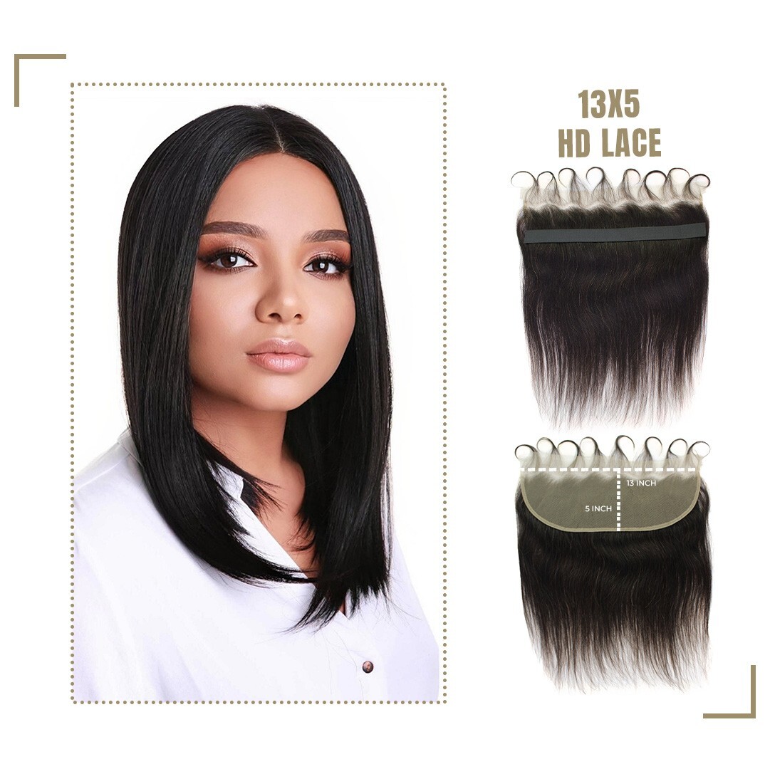 LUXLUXE Lina 13X5″ HD Lace Closure straight 14″ Natural 100% Human Hair