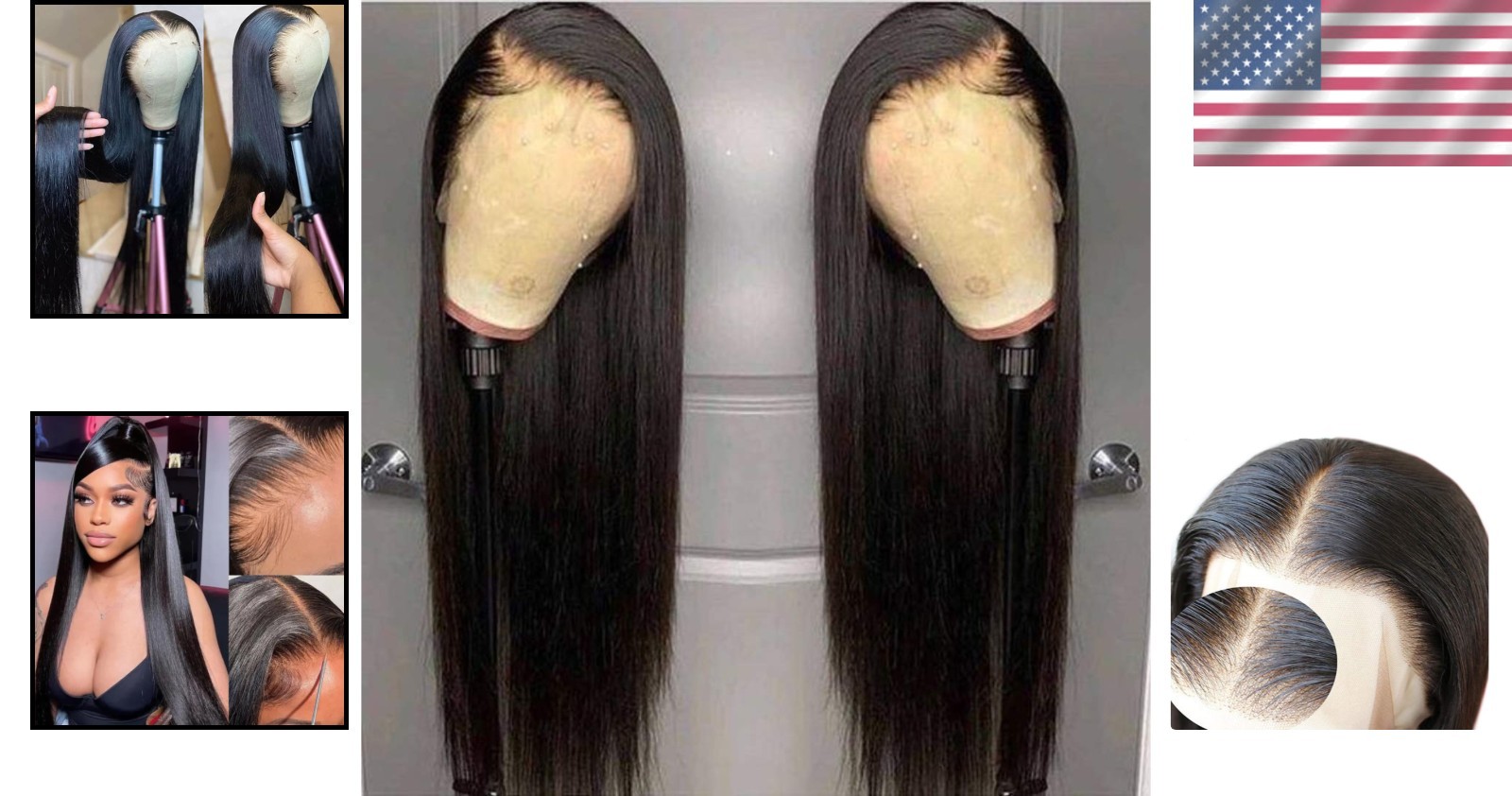 26-Inch Straight Synthetic Lace Front Wig with Adjustable Straps & Baby Hair