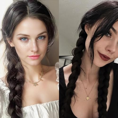 2Pcs Braided Ponytail Extensions with Hair Ties Soft Synthetic Hair Pieces