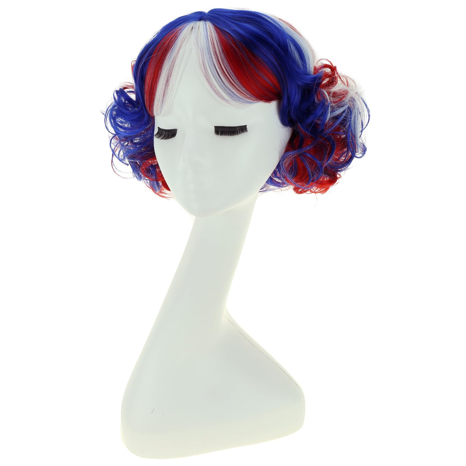 4Th of July Wig Women Girls Red White Blue Short Fluffy Bob Bangs | 4Th of July,