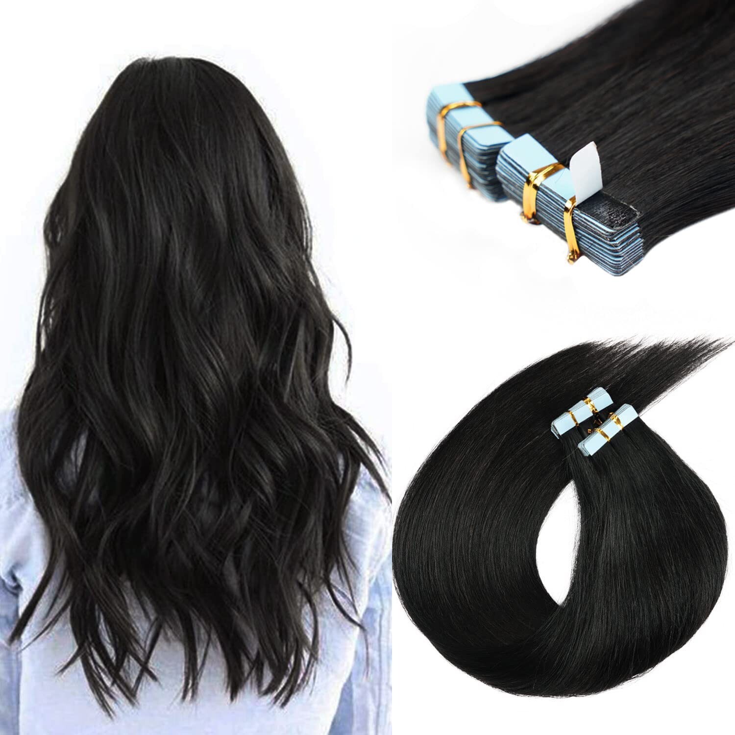 Seamless Tape In Hair Extensions Real Human Hair Skin Wefts Highlight Thick Hair