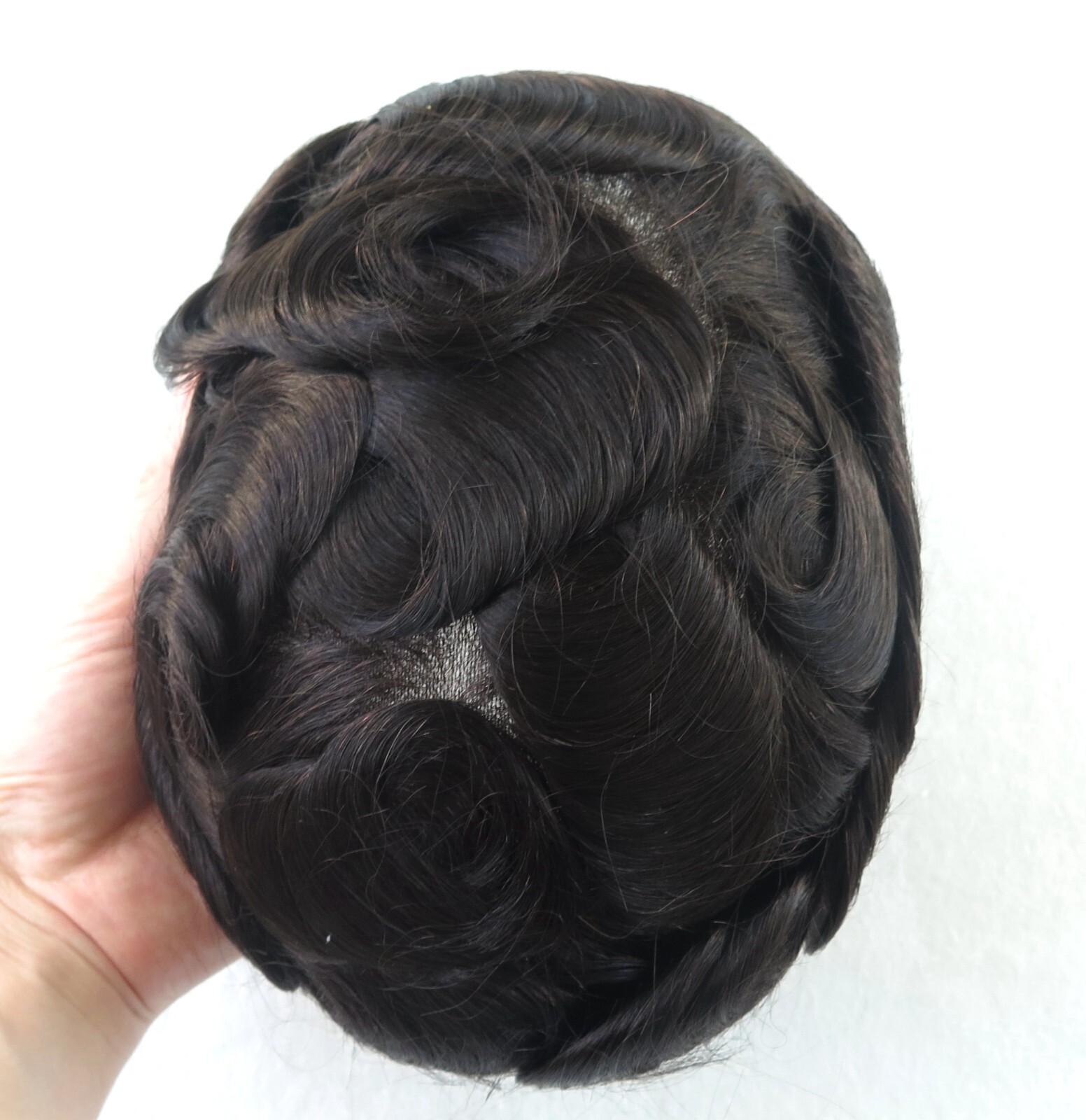 Mens Human Replacement System Skin Toupee Black Grey Hair Toupee Hairpieces 8X10