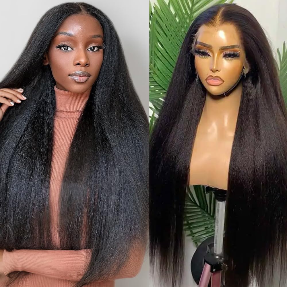 13×4 Natural Color 200% Density Kinky Straigh Transparent Lace Human Hair