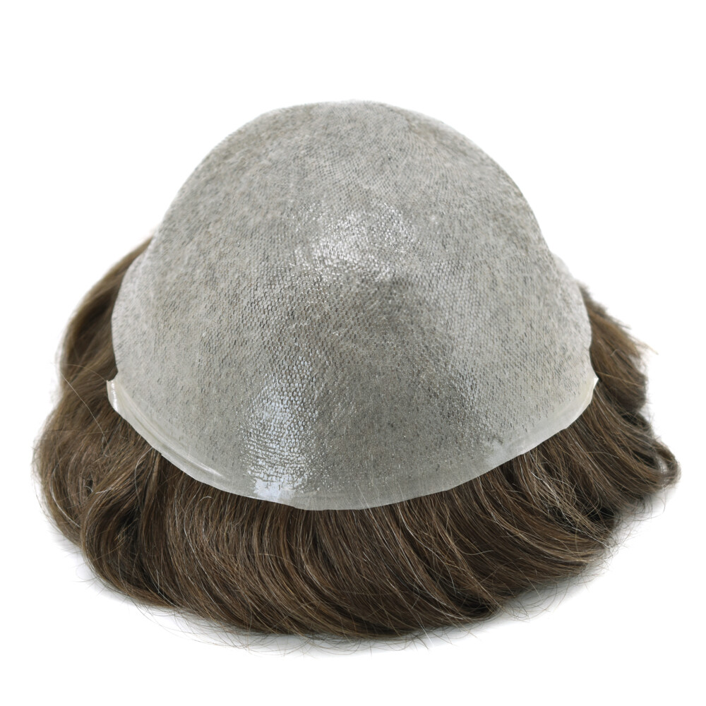 0.03mm Super Thin Skin V-loopMens Toupee Hair Replacement Hairpieces PU System