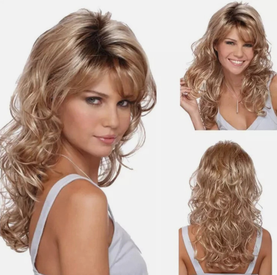 New Fashion Glamour Women’s Blonde Wavy Human Hair Wigs 26 In