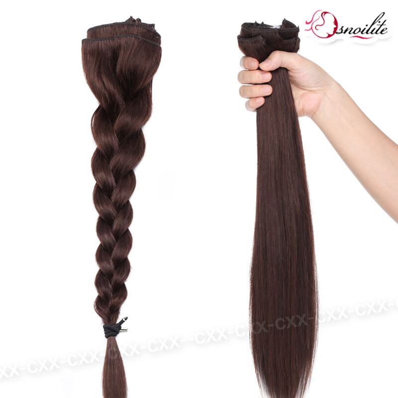 170G Double Weft Thick Clip in 100% Remy Human Hair Extensions Full Head Platin