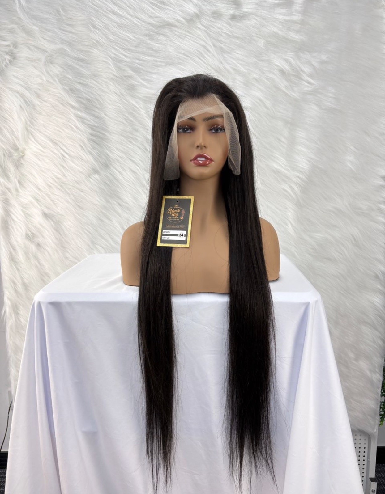 100% Human Hair Wigs straight 13×6 Lace Frontal 34”inch Natural 200%d 265g